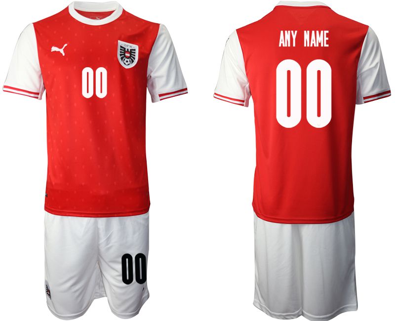 Men 2020-2021 European Cup Austria home red customized Soccer Jersey->czech republic->Soccer Country Jersey